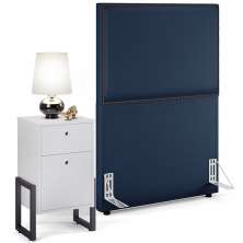 Cabeceira Solteiro Vicenza 100 L02 Facto Azul Marinho E 1 Mesa De Cabeceira Work Branco - Lyam Decor