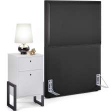 Cabeceira Solteiro Vicenza 100 cm Couríssimo Preto L02 Com Mesa de Cabeceira Work Branco - Lyam Decor