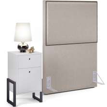 Cabeceira Solteiro Vicenza 100 cm Linho Bege L02 Com 01 Mesa de Cabeceira Work Branco - Lyam Decor