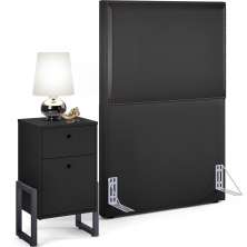 Cabeceira Solteiro Vicenza 100cm Couríssimo Preto L02 Com Mesa de Cabeceira Work Preto - Lyam Decor