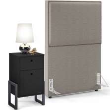 Cabeceira Solteiro Vicenza 100cm L02 Bouclê Bege Com 01 Mesa de Cabeceira Work Preto - Lyam Decor