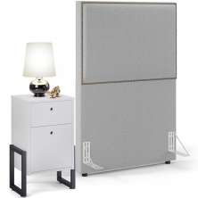 Cabeceira Solteiro Vicenza 100cm L02 Bouclê Cinza Com 1 Mesa de Cabeceira Work Branco - Lyam Decor