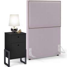 Cabeceira Solteiro Vicenza 100cm L02 Bouclê Rosê Com 01 Mesa de Cabeceira Work Preto - Lyam Decor
