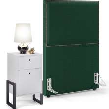 Cabeceira Solteiro Vicenza 100cm L02 Bouclê Verde Com 01 Mesa de Cabeceira Work Branco - Lyam Decor