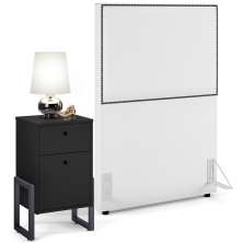 Cabeceira Solteiro Vicenza 100cm L02 Facto Branco Com 01 Mesa De Cabeceira Work Preto - Lyam Decor