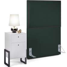 Cabeceira Solteiro Vicenza 100cm Linho Verde Musgo L02 Com Mesa de Cabeceira Work Branco - Lyam Decor