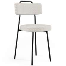 Cadeira Decorativa Estofada Para Sala De Jantar Barcelona L02 Bouclê Cru - Lyam Decor