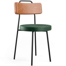 Cadeira Decorativa Estofada Para Sala De Jantar Barcelona L02 Couríssimo Camel Facto Verde - Lyam