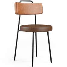 Cadeira Decorativa Estofada Para Sala De Jantar Barcelona L02 Couríssimo Camel Marrom - Lyam