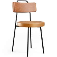 Cadeira Decorativa Estofada Para Sala De Jantar Barcelona L02 Couríssimo Camel Whisky - Lyam