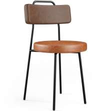 Cadeira Decorativa Estofada Para Sala De Jantar Barcelona L02 Couríssimo Marrom Camel - Lyam