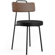 Cadeira Decorativa Estofada Para Sala De Jantar Barcelona L02 Couríssimo Marrom Preto - Lyam