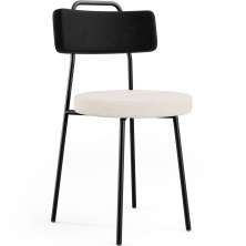 Cadeira Decorativa Estofada Para Sala De Jantar Barcelona L02 Couríssimo Preto Linho Cru - Lyam