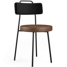 Cadeira Decorativa Estofada Para Sala De Jantar Barcelona L02 Couríssimo Preto Marrom - Lyam