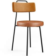 Cadeira Decorativa Estofada Para Sala De Jantar Barcelona L02 Couríssimo Whisky Camel - Lyam