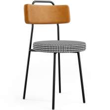 Cadeira Decorativa Estofada Para Sala De Jantar Barcelona L02 Couríssimo Whisky Pied Poule - Lyam
