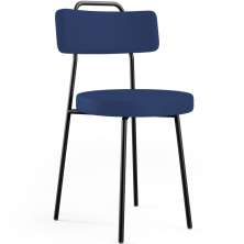 Cadeira Decorativa Estofada Para Sala De Jantar Barcelona L02 Facto Azul Marinho - Lyam Decor