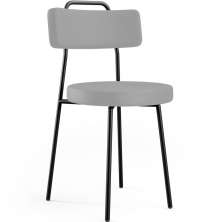 Cadeira Decorativa Estofada Para Sala De Jantar Barcelona L02 Facto Cinza - Lyam Decor