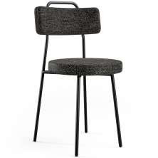 Cadeira Decorativa Estofada Para Sala De Jantar Barcelona L02 Linho Chumbo - Lyam Decor
