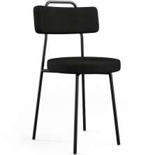 Cadeira Decorativa Estofada Para Sala De Jantar Barcelona L02 Poliéster Preto - Lyam