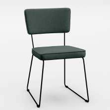 Cadeira Decorativa Estofada Para Sala De Jantar Base Aço Allana L02 Linho Verde Musgo - Lyam Decor