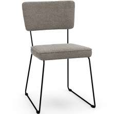 Cadeira Decorativa Estofada Para Sala De Jantar Base Em Aço Allana L02 Bouclê Bege - Lyam Decor