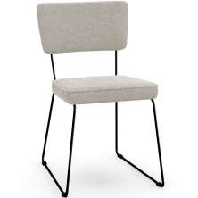 Cadeira Decorativa Estofada Para Sala De Jantar Base Em Aço Allana L02 Bouclê Creme - Lyam Decor