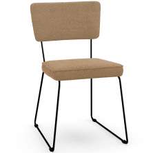 Cadeira Decorativa Estofada Para Sala De Jantar Base Em Aço Allana L02 Bouclê Mostarda - Lyam Decor