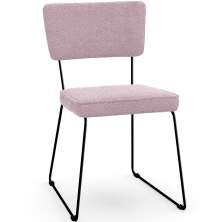 Cadeira Decorativa Estofada Para Sala De Jantar Base Em Aço Allana L02 Bouclê Rosê - Lyam Decor