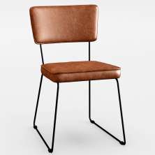 Cadeira Decorativa Estofada Para Sala De Jantar Base Em Aço Allana L02 Couríssimo Camel - Lyam Decor