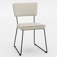 Cadeira Decorativa Estofada Para Sala De Jantar Base Em Aço Allana L02 Linho Champagne - Lyam Decor