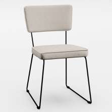 Cadeira Decorativa Estofada Para Sala De Jantar Base Em Aço Allana L02 Linho Cru - Lyam Decor
