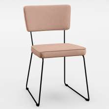 Cadeira Decorativa Estofada Para Sala De Jantar Base Em Aço Allana L02 Linho Rosê - Lyam Decor