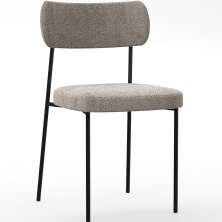 Cadeira Decorativa Estofada Para Sala De Jantar Melina L02 Bouclê Bege  - Lyam Decor