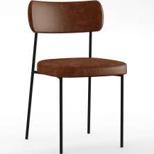 Cadeira Decorativa Estofada Para Sala De Jantar Melina L02 Couríssimo Marrom - Lyam Decor