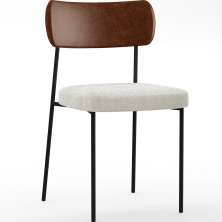 Cadeira Decorativa Estofada Para Sala De Jantar Melina L02 Couríssimo Marrom Bouclê Creme - Lyam Decor