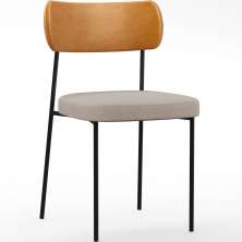 Cadeira Decorativa Estofada Para Sala De Jantar Melina L02 Couríssimo Whisky Linho Bege - Lyam Decor