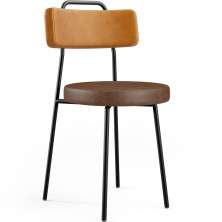 Cadeira Decorativa Estofada Para Sala Jantar Barcelona L02 Couríssimo Whisky Marrom - Lyam