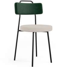 Cadeira Decorativa Estofada Para Sala de Jantar Barcelona L02 Facto Verde Musgo Linho Bege - Lyam