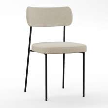 Cadeira Decorativa Estofada Para Sala de Jantar Melina F01 Linho Bege - Lyam Decor