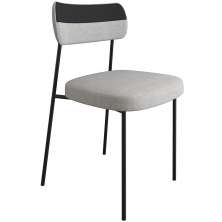 Cadeira Decorativa Estofada Para Sala de Jantar Melina F01 Linho Cinza Corano Preto - Lyam Decor