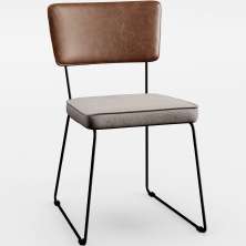 Cadeira Decorativa Estofada Sala De Jantar Allana L02 Couríssimo Marrom Linho Bege - Lyam Decor