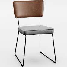 Cadeira Decorativa Estofada Sala De Jantar Allana L02 Couríssimo Marrom Linho Cinza - Lyam Decor