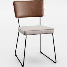 Cadeira Decorativa Estofada Sala De Jantar Allana L02 Couríssimo Marrom Linho Cru - Lyam Decor