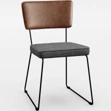 Cadeira Decorativa Estofada Sala Jantar Allana L02 Couríssimo Marrom Linho Cinza Escuro - Lyam Decor