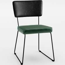 Cadeira Decorativa Estofada Sala Jantar Allana L02 Couríssimo Preto Facto Verde Musgo - Lyam Decor
