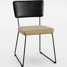 Cadeira Decorativa Estofada Sala Jantar Allana L02 Couríssimo Preto Linho Bege Escuro - Lyam Decor