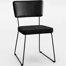 Cadeira Decorativa Estofada Sala Jantar Allana L02 Couríssimo Preto Linho Chumbo - Lyam Decor