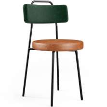 Cadeira Decorativa Estofada Sala Jantar Barcelona L02 Facto Verde Musgo Couríssimo Camel - Lyam