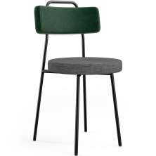 Cadeira Decorativa Estofada Sala Jantar Barcelona L02 Facto Verde Musgo Linho Cinza Escuro - Lyam